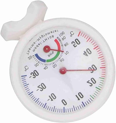 Binnenthermometer Hygrometer - Weerstation Binnen - Binnenklimaat Monitoren - Handig Haakontwerp - 75 cm Diameter - Wit