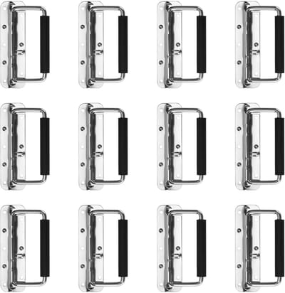 Dailygoods- Handgreep 12 Stuks - Inklapbare Kistgreep - Geveerde Deurgreep - Roestvrij Stalen Handgreep - Robuuste Uitvoering - Draagvermogen Hoog