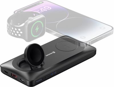 Swissten Magnetische Powerbank 2 in 1 Apple Watch - 10.000 mAh - Geschikt voor iPhone 12/13/14/15 & Apple Watch Series 1 t/m 9 - USB & USB-C - Zwart