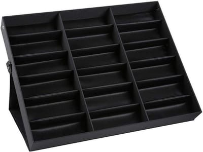 Brillenhouder Organizer - Zonnebrillen Opberger - Thuisgebruik Display - 18 Grote Vakken - 47 x 37 x 6 cm - Zwart