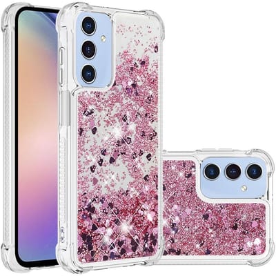 Coverup Hoesje - Geschikt voor Samsung Galaxy A26 Hoesje - Coverup Liquid Glitter Back Cover - Rose Gold