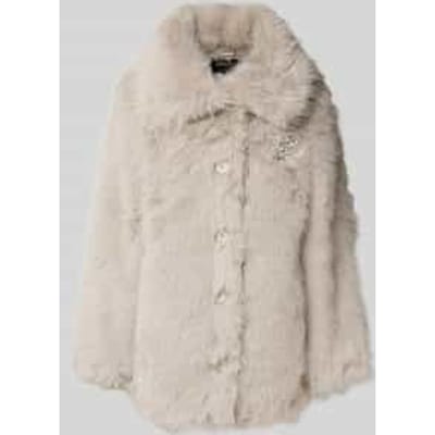 Regular Fit mantel van imitatiebont met broche model 'ASHIA'
