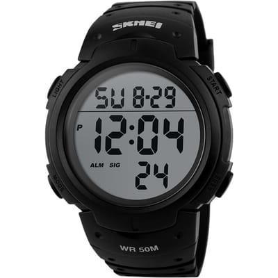 Montre numérique pour hommes, chronomètre, alarme, montre lumineuse noir