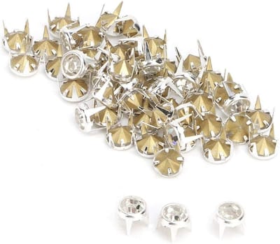 Set van 50 DIY Mode Claw Parels en Nagelstuds - 7mm Punk Diamant Spikes Rivets voor Leren Ambachten en Versieringen, Wit