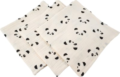 Honeybears hydrofiele doeken – 3 stuks - Inbakerdoek hydrofiel baby – Hydrofiele luierdoek – Panda’s – 60 X 60 CM