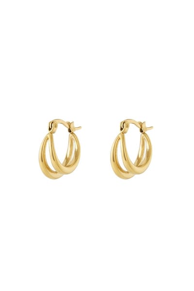 Yehwang - Small Double Hoop Oorbellen - RVS- Goud - Nikkelvrij - Beste cadeau voor haar
