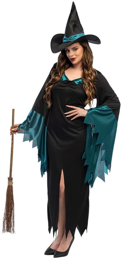 Boland Party Heksenjurk - zwart / blauw - dames - Halloween verkleedkleding heks - heksenkleding 38