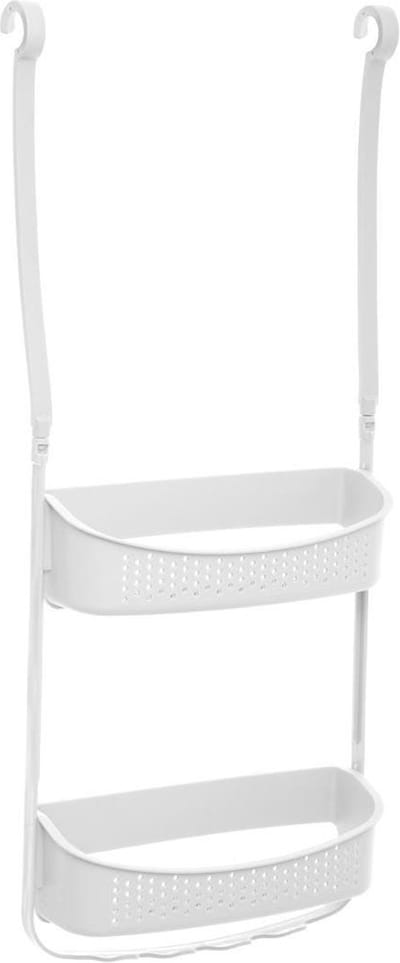 5Five Doucherekje - 2-laags - wit - kunststof - 32 x 70 cm - met haak - Opberg rekje voor shampoo/douchegel