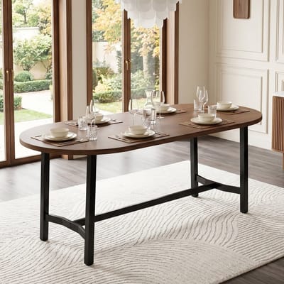 Sweiko Eettafel - Minimalistische stijl - Geschikt voor 6–8 personen - 180 × 80 × 75 cm - Ijzeren poten - Bruin