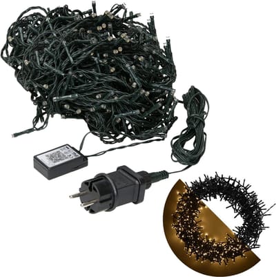 Cheqo® Kerstboomverlichting - Clusterverlichting - Kerstlampjes - Led Verlichting - Kerstverlichting voor Binnen en Buiten - 400 LED - 8 Meter - Binnen en Buiten - Extra Warm Wit