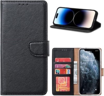Cityhoesje - iPhone 16 Book Case – Hoesje – Magneetsluiting – Zwart