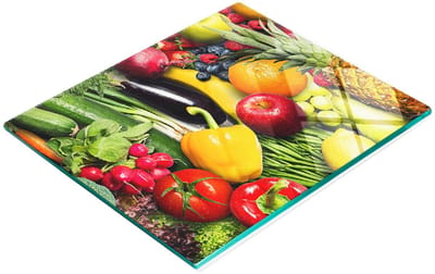 Decoratieve snijplank van gehard glas voor groenten en fruit, 60x52 cm