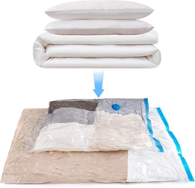 Famanu – 6 stuks vacuümzakken voor kleding (3 jumbo + 3 groot) - vacuüm herbruikbare kledingzakken met stickers en whiteboardmarker - vacuümzakken voor dekbedden en hoofdkussens enz