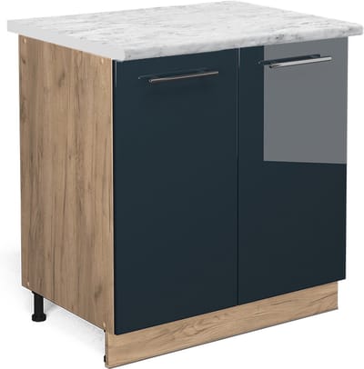 Vicco Fame-Line Keukenonderkast – 80 cm met legplank, WB Marmer Donkerblauw hoogglans