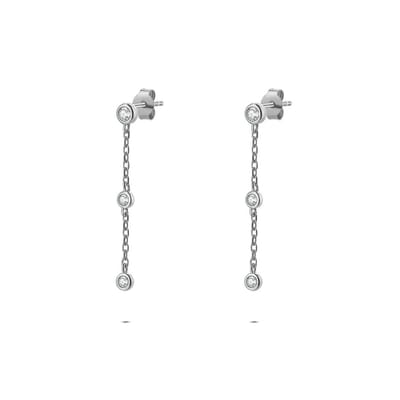 Twice As Nice Oorbellen in zilver, hangend met zirkonia Zilverkleurig