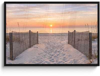 Poster in lijst - Fotolijst 120x80 cm - Posters - Zonsondergang - Strand - Zand - Posterlijst zwart - Decoratie - Wanddecoratie woonkamer - Muurdecoratie slaapkamer