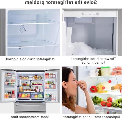 Complete Reinigingsset voor Koelkast, 9-delige Ontstopper Kit met Spuit en Slang, Herbruikbare RVS Ontstopper voor Afvoergaten in Koelkasten en Vriezers