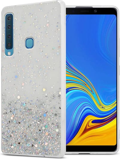 Cadorabo Hoesje geschikt voor Samsung Galaxy A9 2018 in Transparant met Glitter - Beschermhoes van flexibel TPU silicone met fonkelende glitters Case Cover Etui