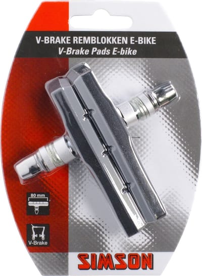 Simson E-bike V-brake remblokken - 80mm - Extra breed - Speciaal rubber - Asymmetrisch ontwerp