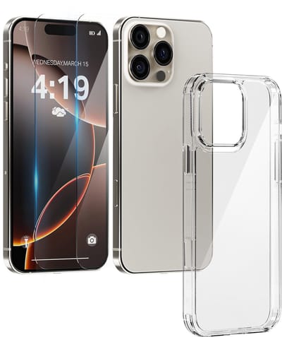 Hoesje geschikt voor iPhone 15 Pro Transparant - 2x screenprotector - beschermglas screen protector- Anti Shock hoes case