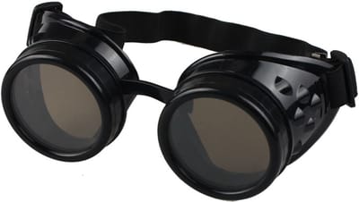 KIMU® Goggles Steampunk Bril - Zwart Montuur - Zonnebril Glazen - Zwart Motorbril Burning Man Rave Space Stofbril Zijkleppen Festival