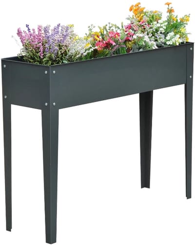 Plantenbak - Verhoogd Tuinbed met 3 Drainagegaten - Kruidenbed - Bloembak - Plantenbed - Kweekbak - Moestuinbak - voor Buiten, Terras, Tuin & Balkon - voor Groenten, Bloemen & Kruiden - 100 x 30 x 80 cm - Donkergrijs