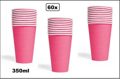 60x Mega beker pink karton 350ml - Drinken drank limonade