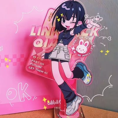 Anime Link Click Acryl Figuur Charles Lucas Stand Actie Verzamelspeelgoed Bureau Huisdecoratie 10cm pink