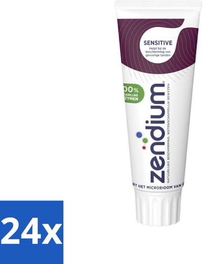 24 x Zendium Tandpasta Sensitive 75 ml - Gevoelige Tanden - Natuurlijke Enzymen - Mondgezondheid - Fluoride - SLS-vrije Tandpasta