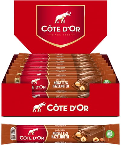 Côte d'Or Chocolade Reep Melk Hele Hazelnoten Doos 32 x 45g Repen - Chocoladerepen en Tabletten - Chocoladebar - Chocolade om uit te delen - Voorraad - Cadeau