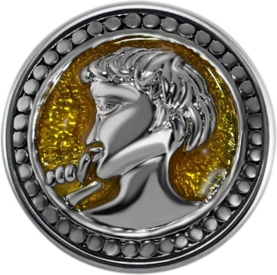 Quiges - Dames Click Button Drukknoop 18mm Portret Geel - EBCM104