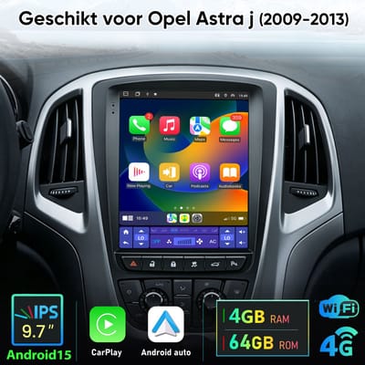 Junsun Android 15 Autoradio Geschikt voor opel astra j 2009-2013 - 9.7 Inch Touch Screen - Draadloze Andriod Auto - Carplay - Bluetooth - GPS-navigatiesystem - WiFi/4G - RDS - DSP - PDC - 4GB+64GB