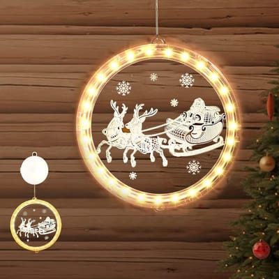 3D Hangende Sfeerverlichting voor Kerst, LED Zuignapverlichting, Batterij-Operated, Voor Binnen en Buiten, Perfect voor Feestjes en Raamdecoratie