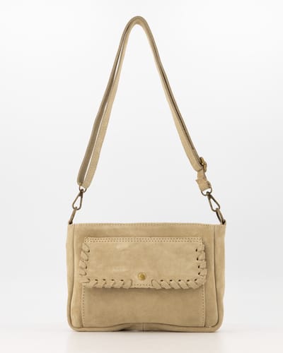 TAS- beige/zandkleurig - suède- veel opbergruimte -crossbody
