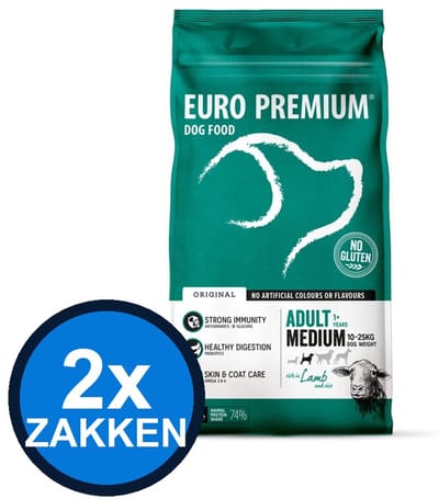2x Euro-Premium - Adult Medium Lamb & rice - Hondenvoer Droogvoer - 3 kg