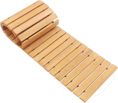 Houten Tuinpad - Rolpad Terras - Buitenpad Aanleggen - Uitrolbaar Massief Hout - 243 x 43 cm - Houtkleur