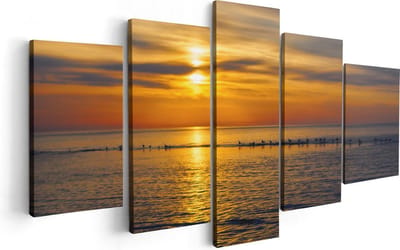 Artaza Canvas Schilderij Vijfluik Zonsondergang In De Zee - 100x50 - Foto Op Canvas - Canvas Print
