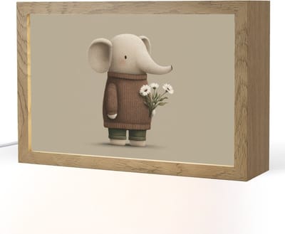 Nachtlampje 30x20 cm - Kinder lampje - Olifant - Witte bloemen - Kindvriendelijk - Tafellamp kinderkamer - Slaapkamer lamp - Bedlamp kinderen - Kinderlampje stopcontact - Wandlamp babykamer - Nachtlampjes