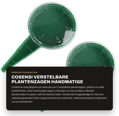 Dailygoods- Plantenzaag Set van 2 - Handmatige Plantenzaag - Verstelbare Spreader - Duurzaam Tuingereedschap - Vijf Zaainiveaus - Geschikt voor Kleine Zaden - Zaaigereedschap