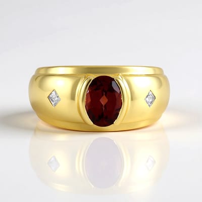 Cavill - Zilveren ring met Mozambique granaat 1,19 ct en princess zirkonen 0,16 ct - Verguld 925 sterling - Elegante ovale granaatring dames