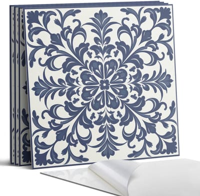 Coloray Wandpanelen Zelfklevend - Bloemenpatroon met bladeren Zelfklevende Wandpanelen - 50 cm x 50 cm - Marine Wandpaneel PVC - 5 stuks - Texturen Wandpanelen Zelfklevend - Wandpaneel Keuken - Wandpanelen Badkamer