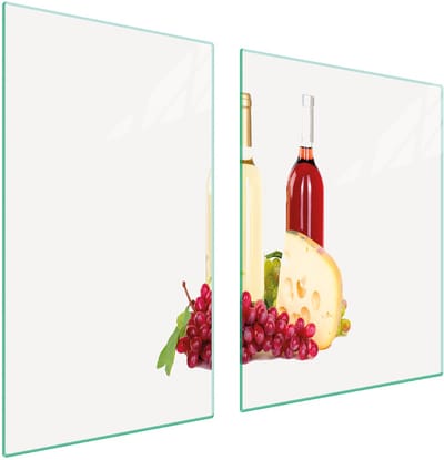 TMK ArtDeko - Glazen Snijplank en Beschermplaat - Wijn Design - 100x52 cm - Veilig en Hygiënisch