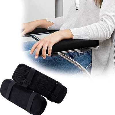 Ergonomische Armsteunen Set van 2, 23.5 x 7.5 x 3 cm, Zachte Schuimrubberen Anti-Slip Kussens voor Kantoor- en Gamingstoelen, Zwart