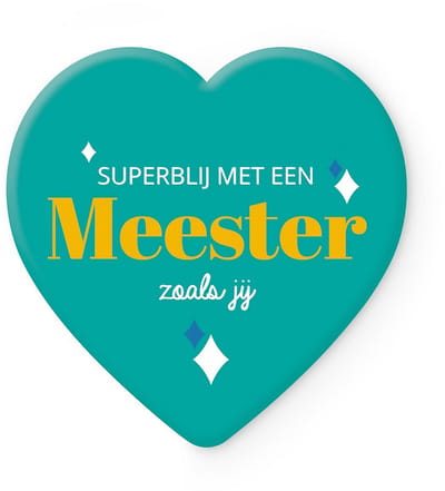 MIKO - Keramieken onderzetter - SUPERBLIJ MET EEN MEESTER ZOALS JIJ - einde schooljaar - hartvorm