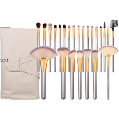 24-delige Make-up Kwastenset Superzacht Natuurlijk 3D Professioneel Cosmetisch Kwastgereedschap met Opbergtas voor