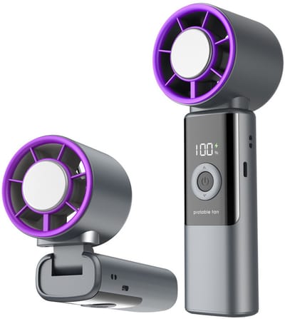 Opvouwbare Oplaadbare Handventilator - Fluisterstil en Persoonlijke Verkoeling - Voor Binnen, Buiten en op Reis - 1 Stuk (Grijs)