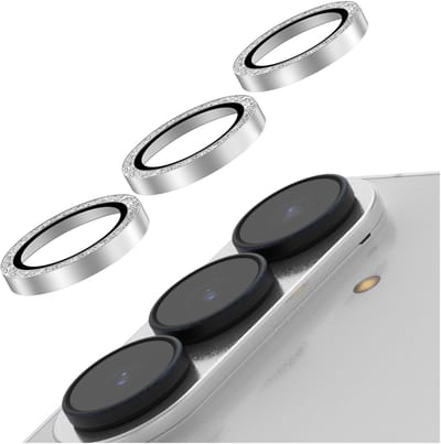 AVY Camera Lens Protector Rings | Geschikt voor Samsung Galaxy Z Fold 7 | Camera Lens Protector Glas | Schokbestendig | Krasbestendig | met Applicator | Glitter Zilver