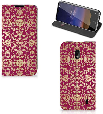 Standcase Hoesje voor Telefoon Hoesje Nokia 2.2 Barok Pink