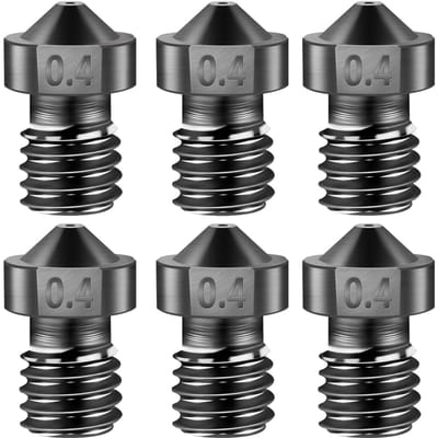 Pièces d'imprimante 3D, buse en acier trempé, 1.75mm 0.4mm, résistante aux hautes températures pour 1.75mm 6pcs