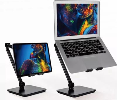 Laptop Standaard - LB-530 360 graden roterend - Opvouwbaar - Laptop standaard universele - Inklapbaar - tot 14 inch - Portable Houder voor Macbook – iPad standaard - Laptop – Tablet standaard - E-reader - Desktop Stand voor op Tafel – Bureau - Zwart